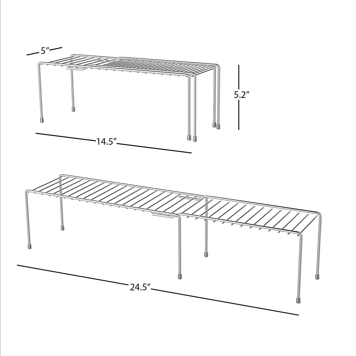 Classic Cuisine Expandable Shelf Kitchen Cabinet Organizer - Adjustable Kitchen Shelf Rack Organization and Storage for Pantry Shelves, Under Sink and Counter Top